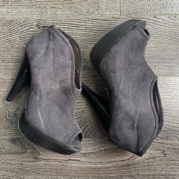 Black Suede Heels Booties - Picture 2 of 7